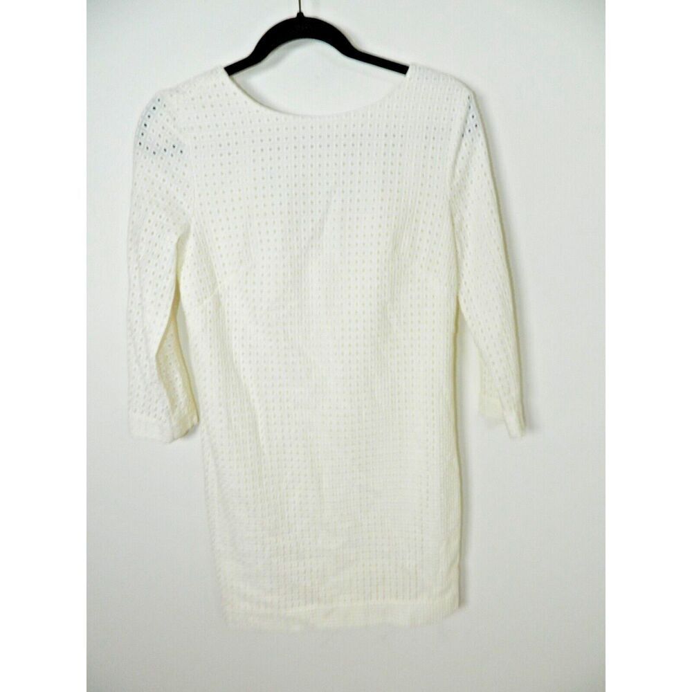 & Other Stories Lace Dress Size 6 White Eyelet 3/4 Sleeve Fully Lined Mini Dress